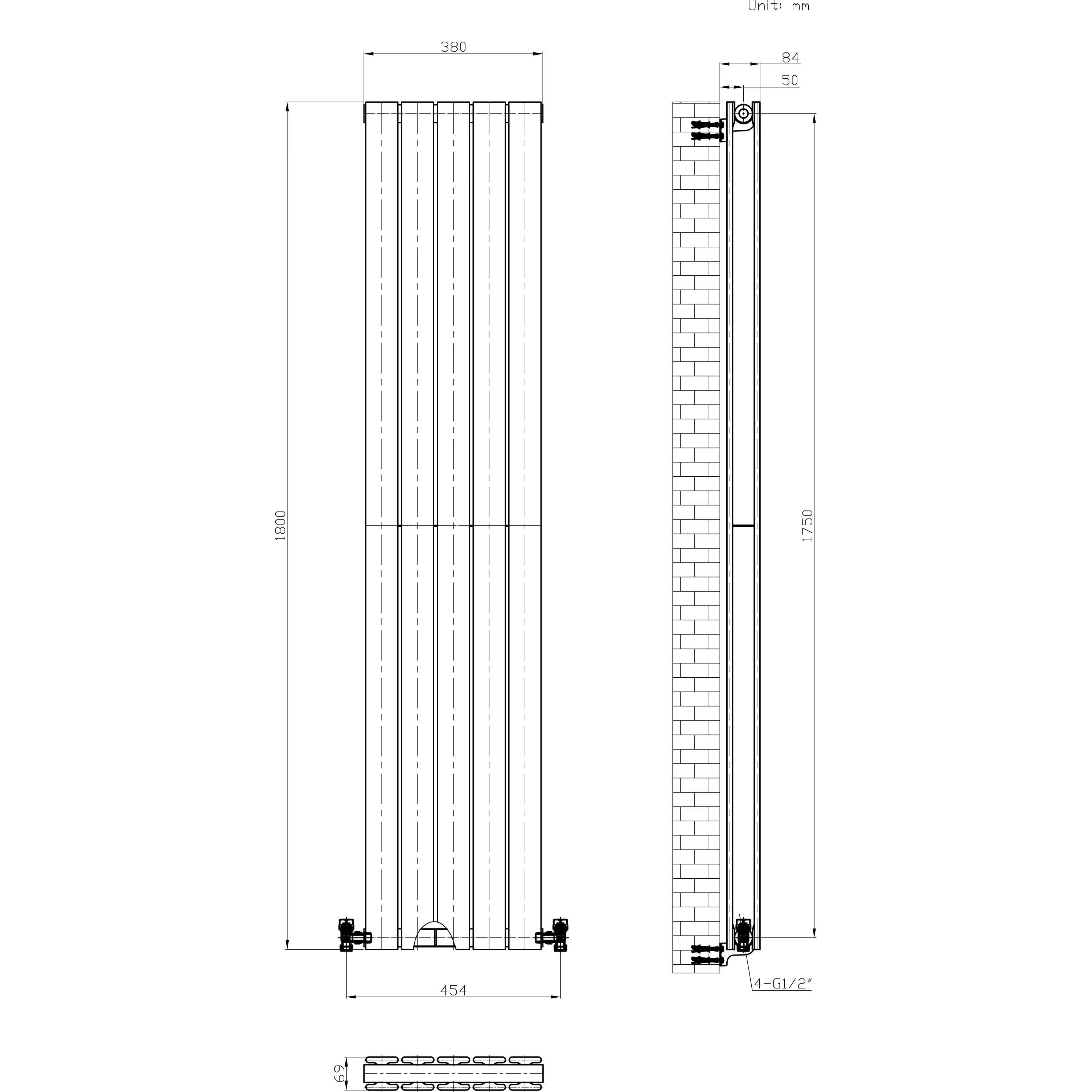 iBathUK Apex Vertical Double Slim Flat Panel Radiator, Designer Radiator, Vertical Radiators