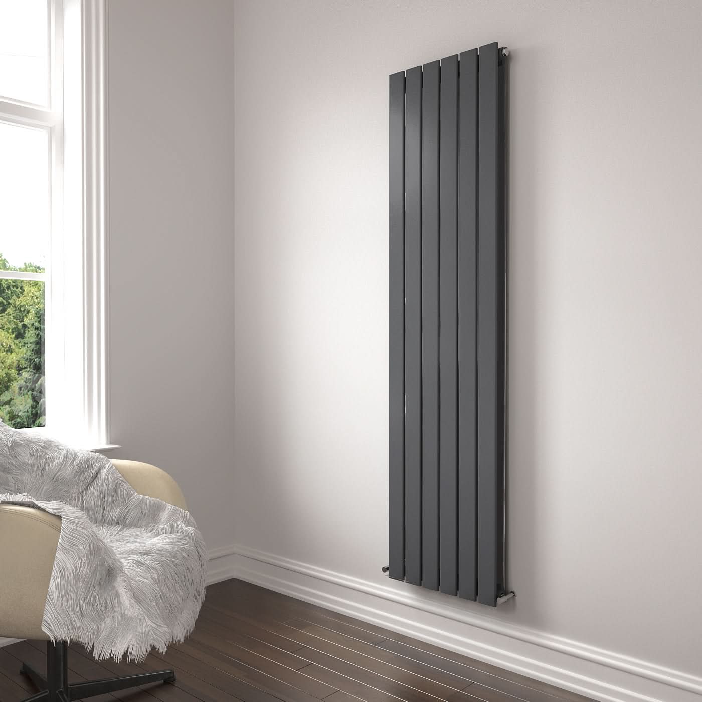 iBathUK Apex Vertical Double Slim Flat Panel Radiator, Designer Radiator, Vertical Radiators