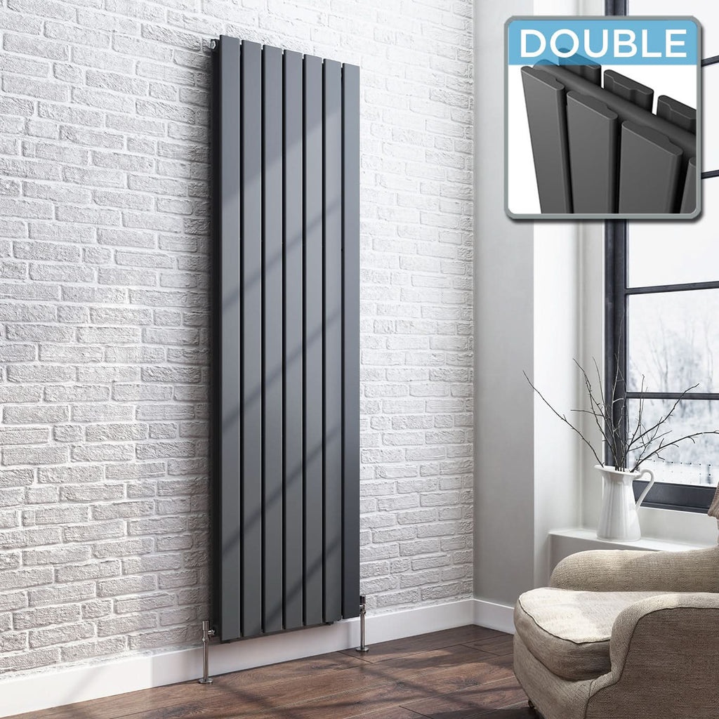 iBathUK Apex Vertical Double Slim Flat Panel Radiator, Designer Radiator, Vertical Radiators