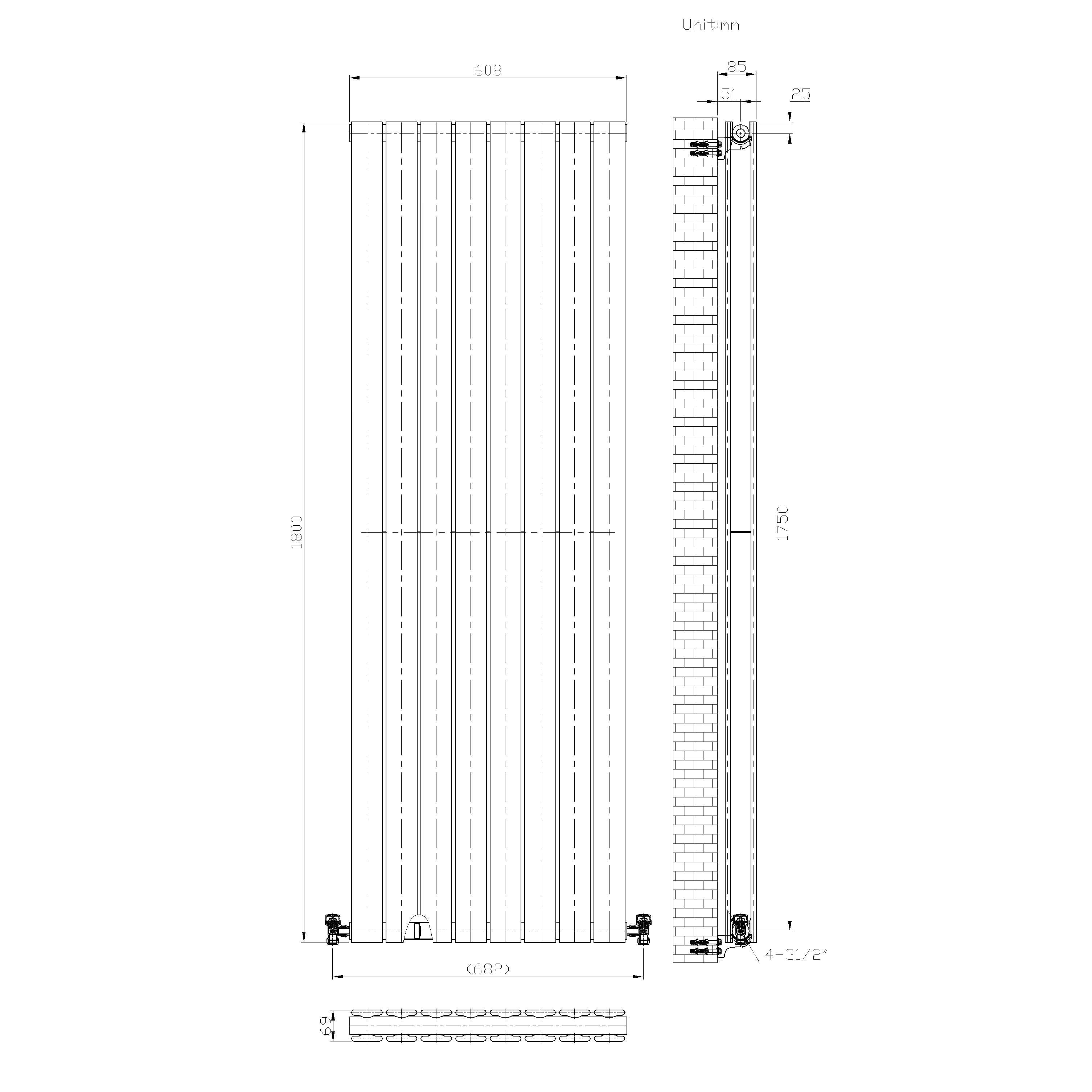 iBathUK Apex Vertical Double Slim Flat Panel Radiator, Designer Radiator, Vertical Radiators