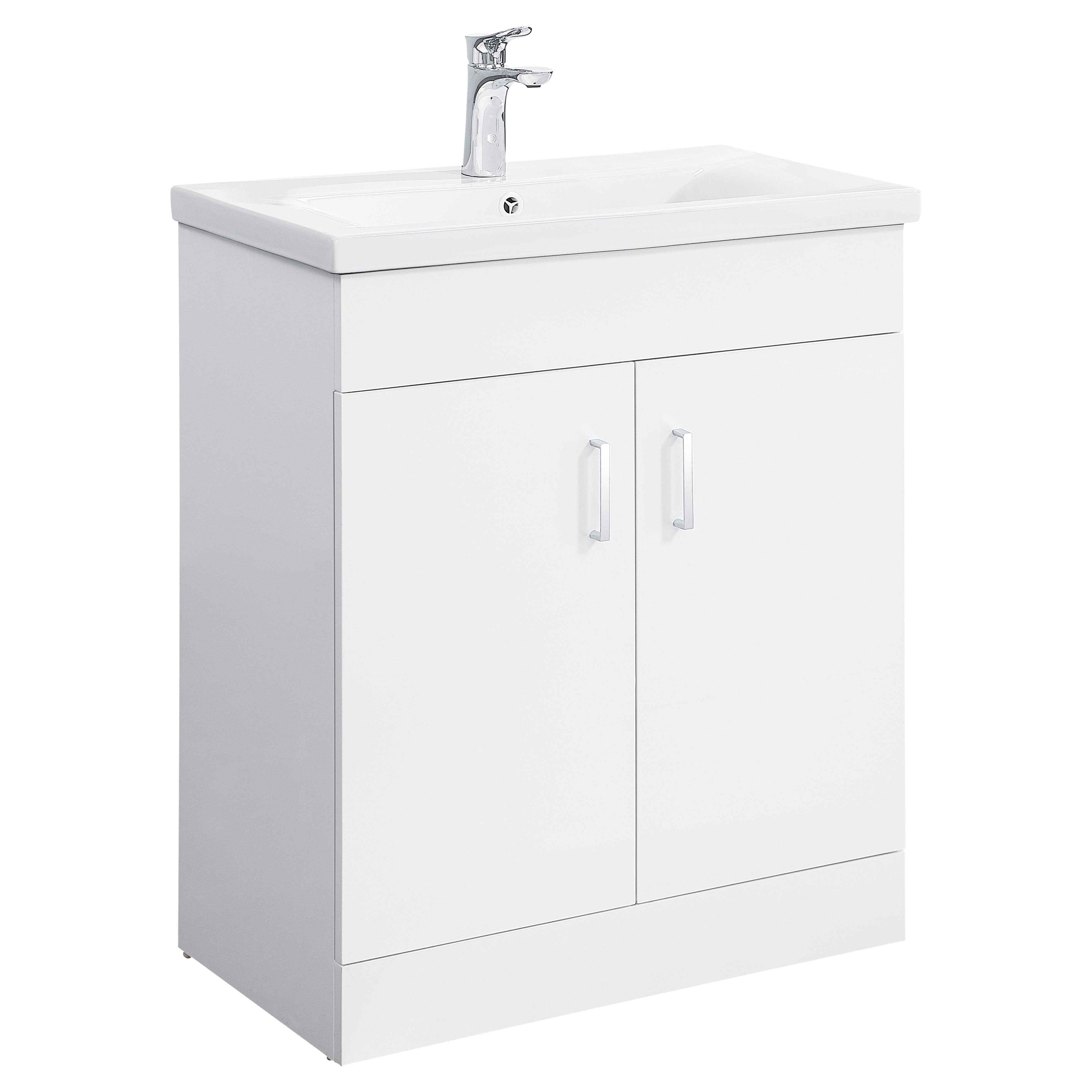 Venus Floor Standing Vanity Unit and Mid-Edge Basin - White