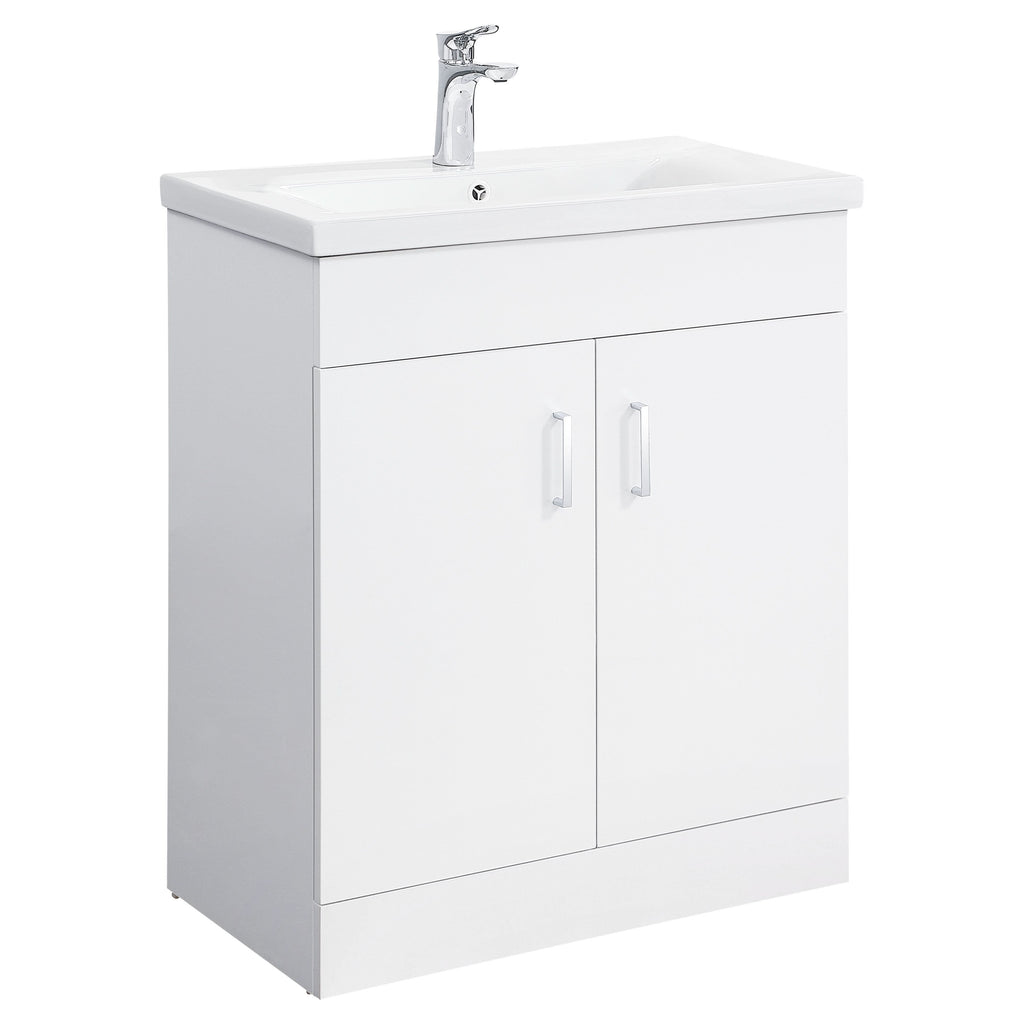 Venus Floor Standing Vanity Unit and Mid-Edge Basin - White