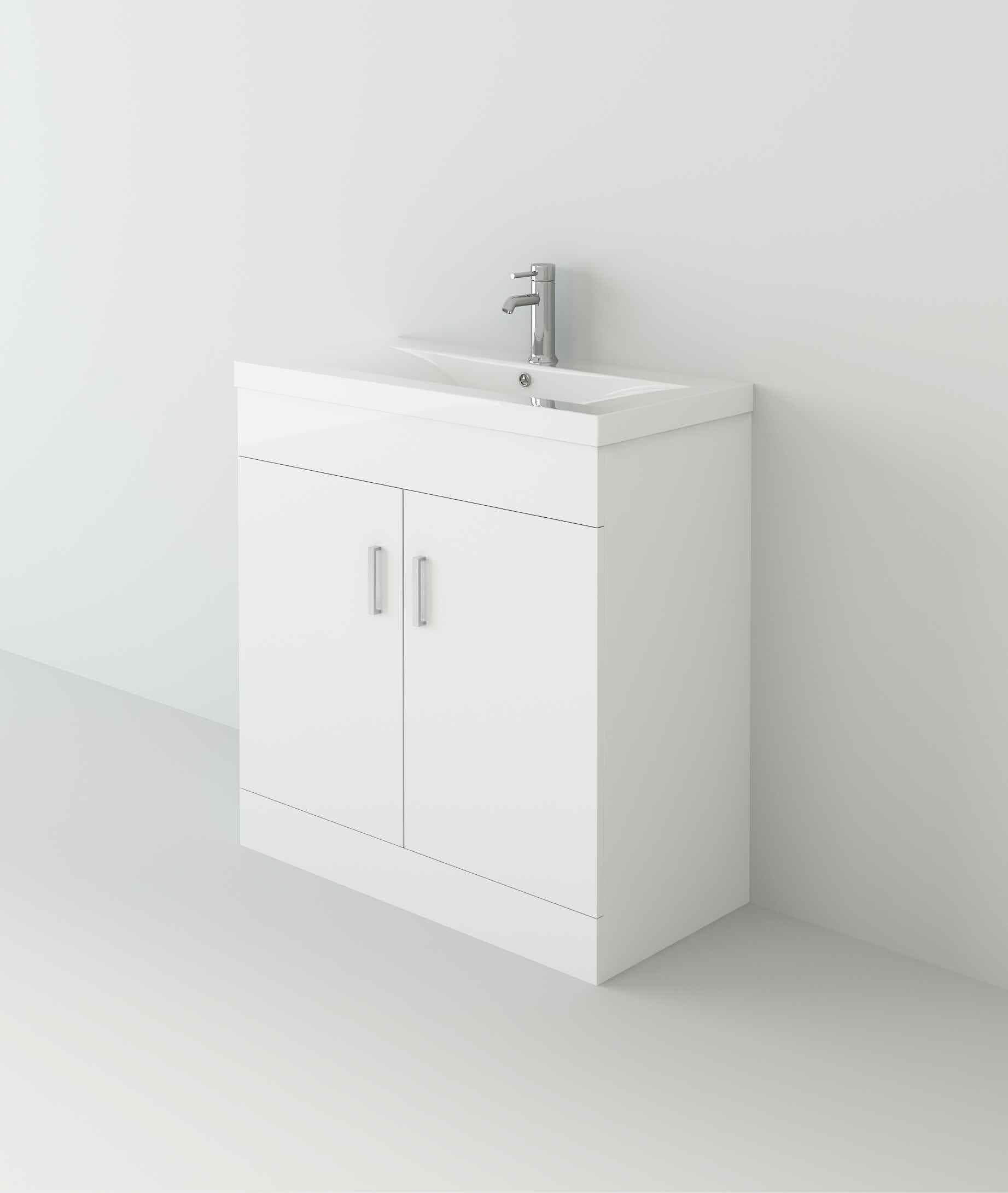 Venus Floor Standing Vanity Unit and Mid-Edge Basin - White