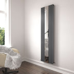 Belgravia Vertical Single Slim Flat Mirrored Panel Radiator Anthracite Grey