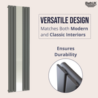 Belgravia Vertical Single Slim Flat Mirrored Panel Radiator Anthracite Grey