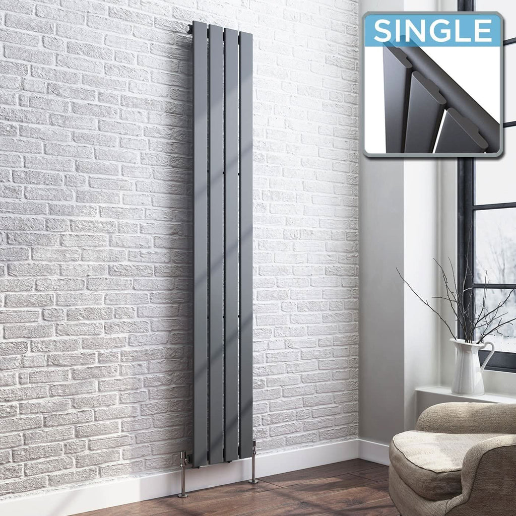 iBathUK Apex Vertical Single Slim Flat Panel Radiator, Designer Radiators, Slim Radiator