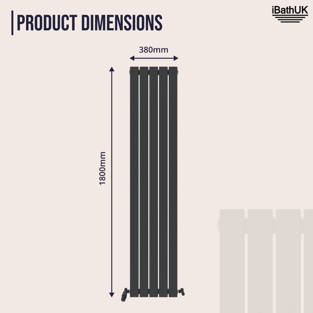iBathUK Apex Vertical Single Slim Flat Panel Radiator, Designer Radiators, Slim Radiator