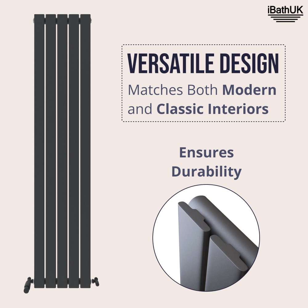 iBathUK Apex Vertical Single Slim Flat Panel Radiator, Designer Radiators, Slim Radiator