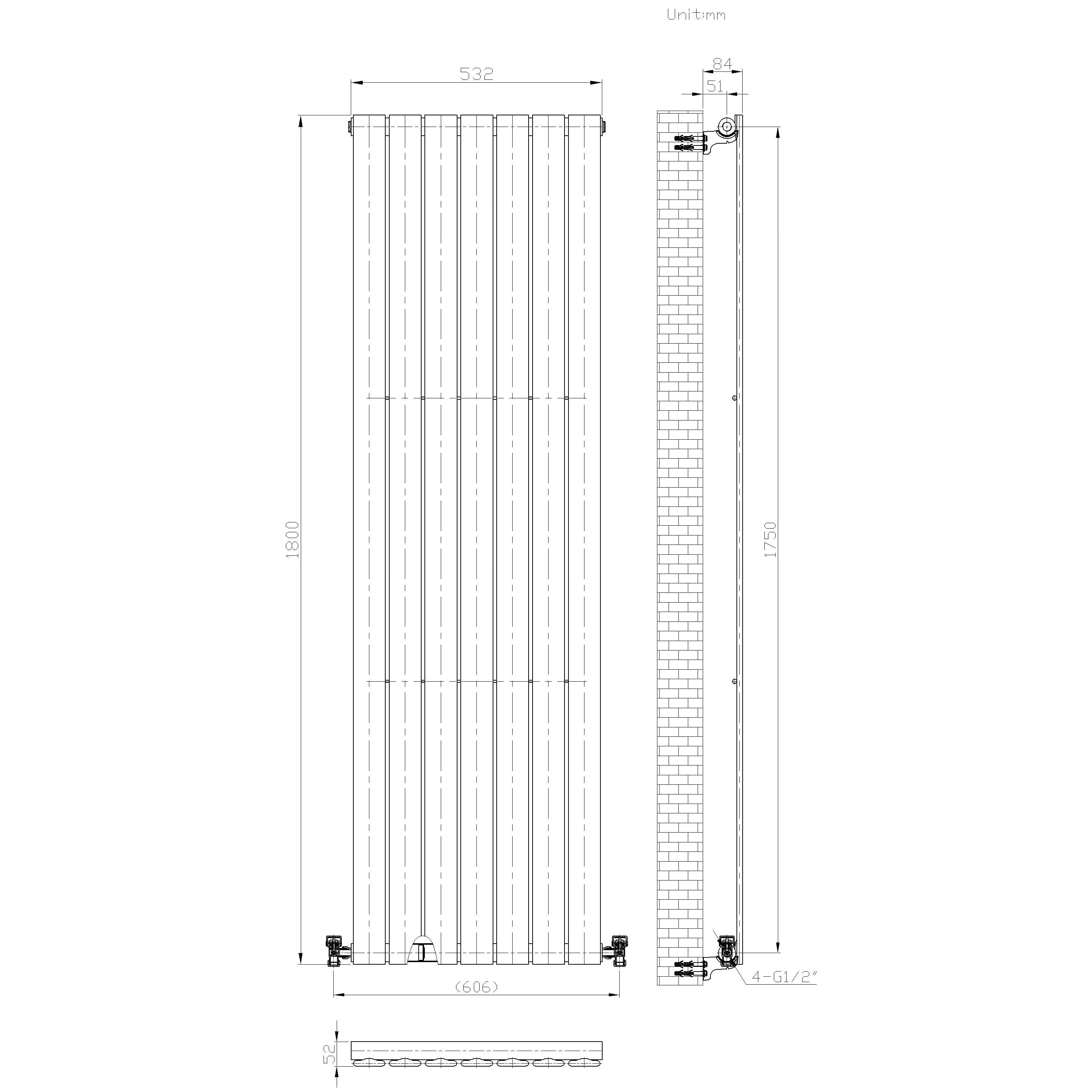 iBathUK Apex Vertical Single Slim Flat Panel Radiator, Designer Radiators, Slim Radiator