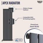 iBathUK Apex Vertical Single Slim Flat Panel Radiator, Designer Radiators, Slim Radiator