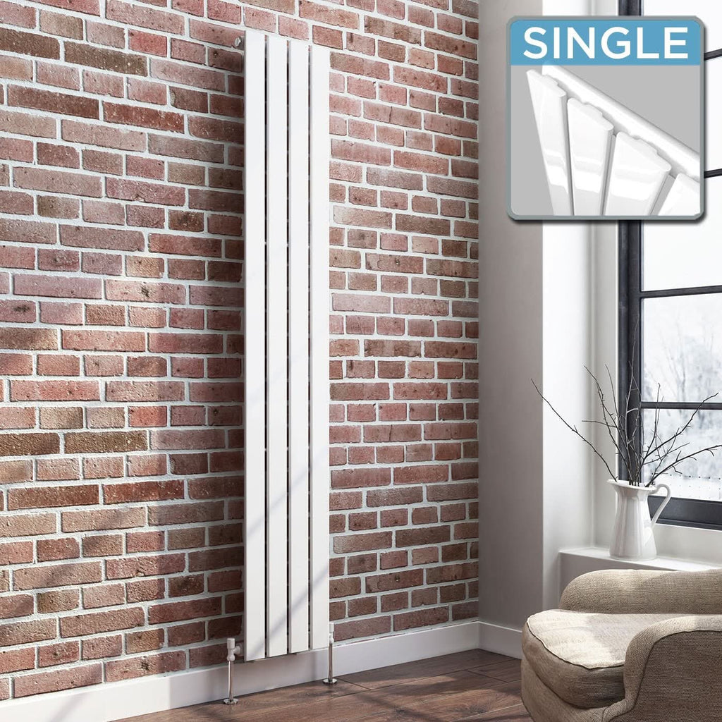 iBathUK Apex Vertical Single Slim Flat Panel Radiator, Designer Radiators, Slim Radiator