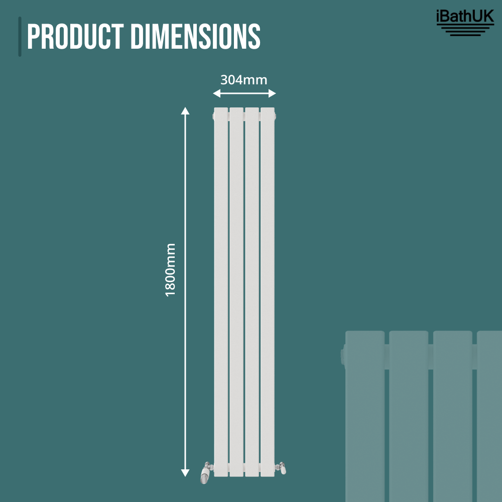iBathUK Apex Vertical Single Slim Flat Panel Radiator, Designer Radiators, Slim Radiator