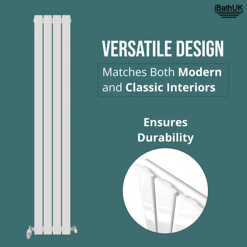 iBathUK Apex Vertical Single Slim Flat Panel Radiator, Designer Radiators, Slim Radiator