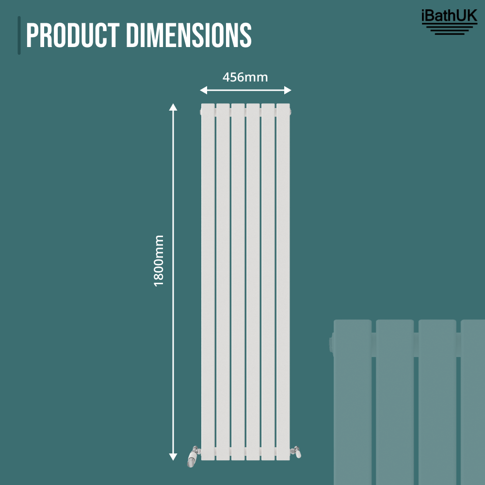 iBathUK Apex Vertical Single Slim Flat Panel Radiator, Designer Radiators, Slim Radiator
