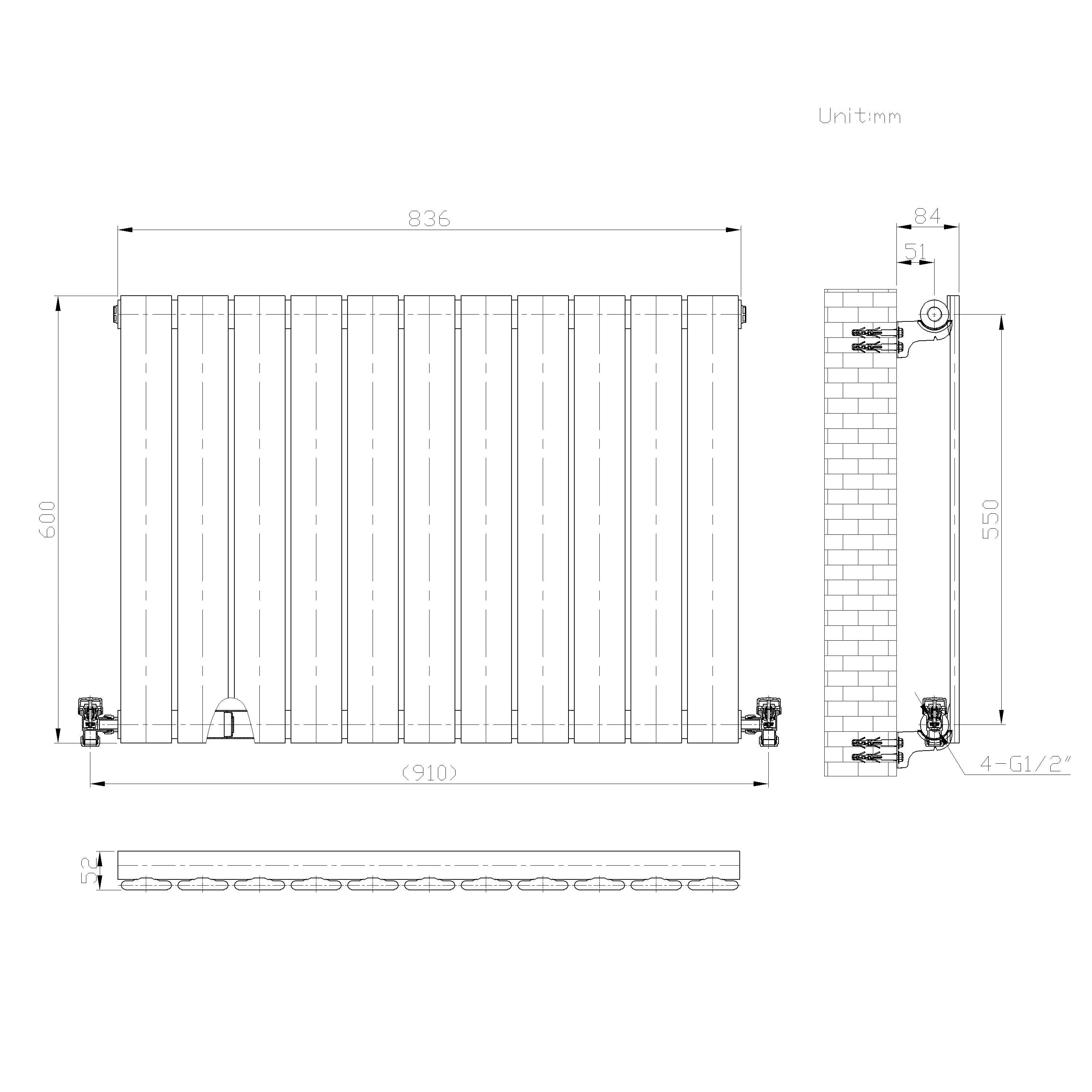 iBathUK Apex Horizontal Single Panel Slim Radiator, Designer Heating Radiators