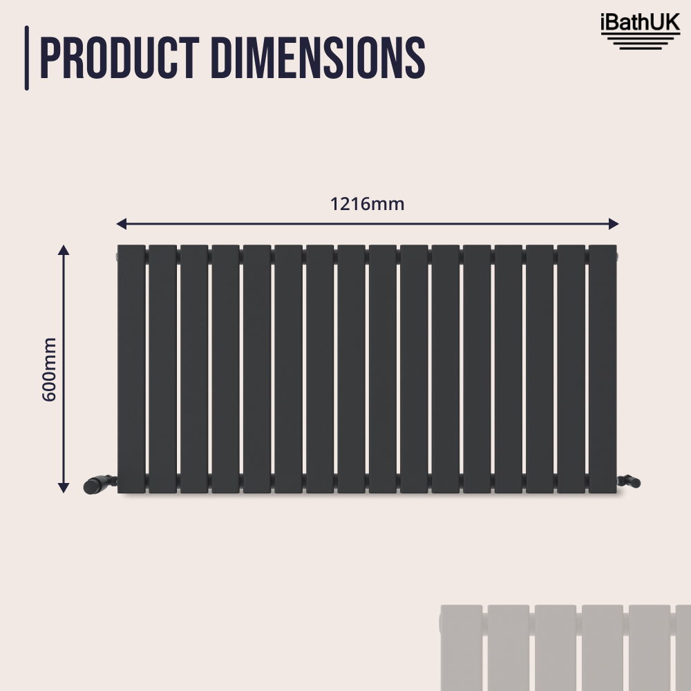 iBathUK Apex Horizontal Single Panel Slim Radiator, Designer Heating Radiators