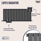 iBathUK Apex Horizontal Single Panel Slim Radiator, Designer Heating Radiators