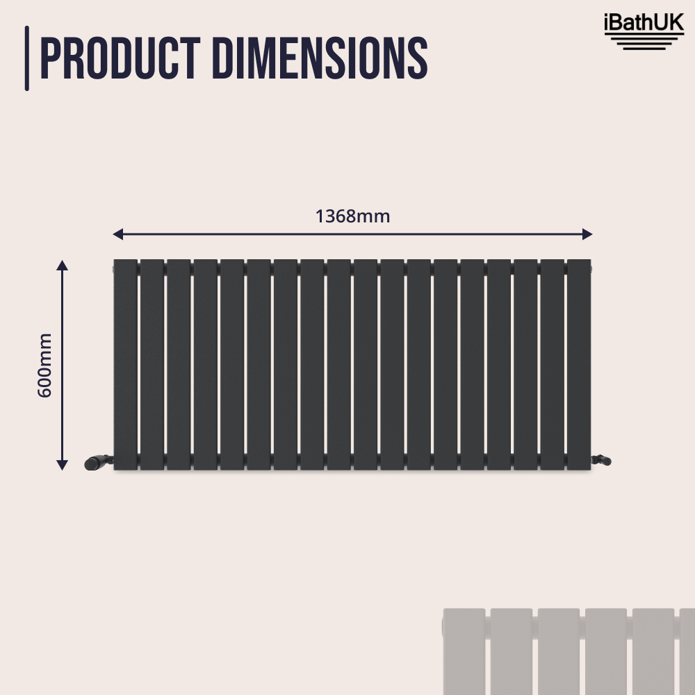 iBathUK Apex Horizontal Single Panel Slim Radiator, Designer Heating Radiators