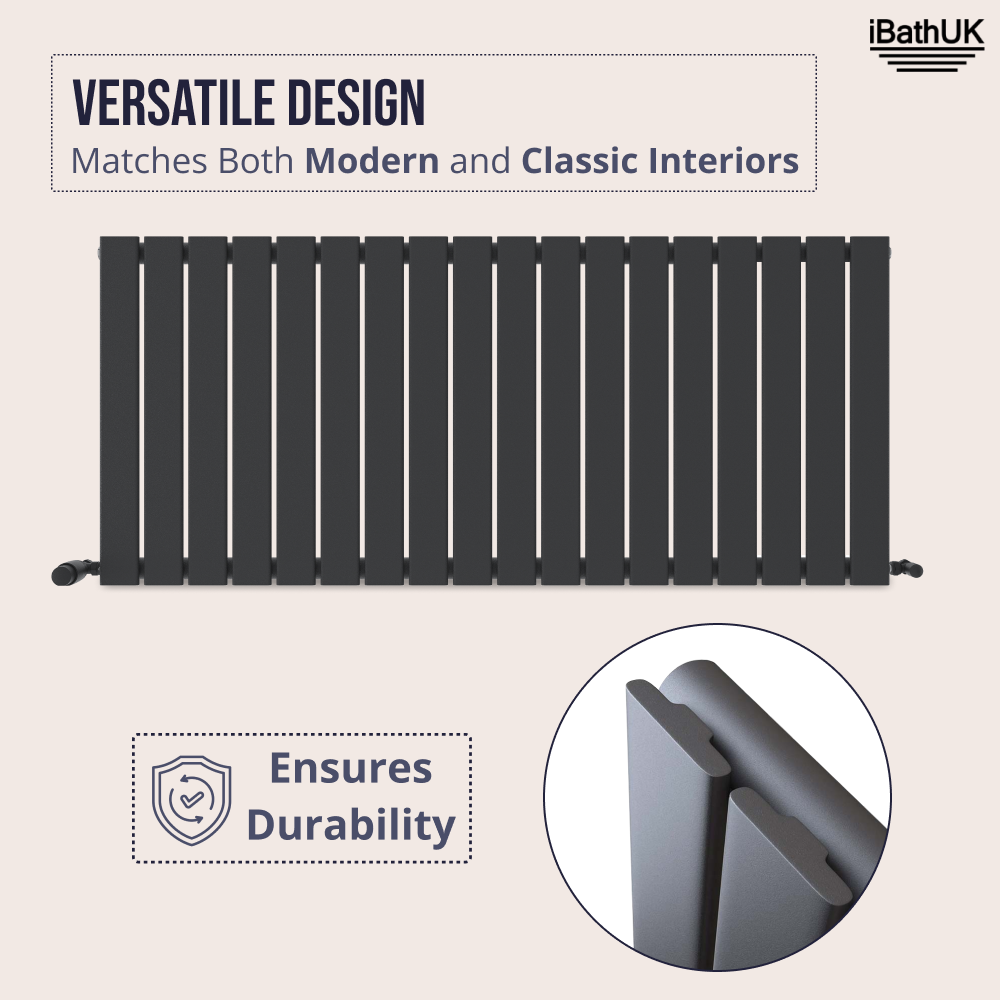 iBathUK Apex Horizontal Single Panel Slim Radiator, Designer Heating Radiators