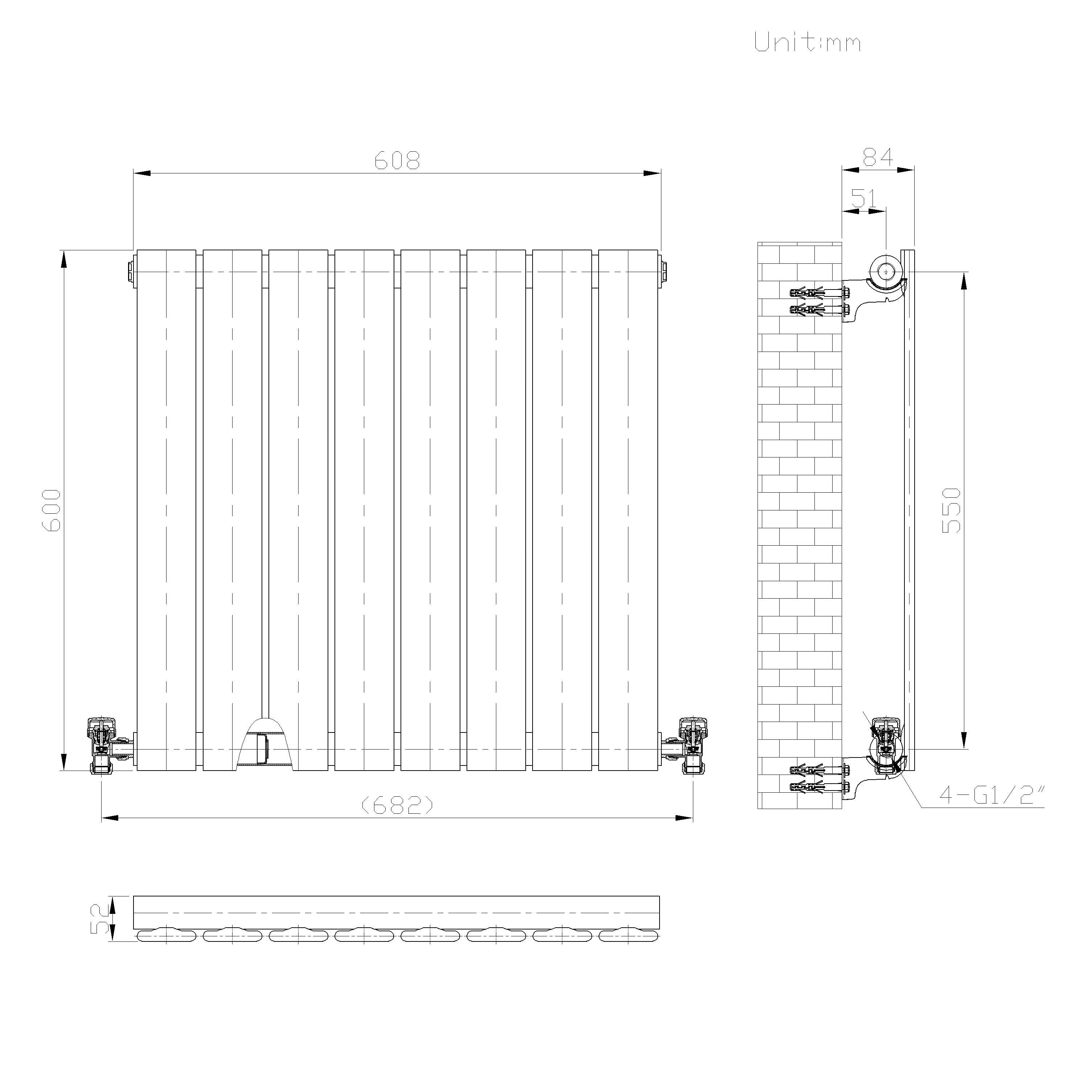 iBathUK Apex Horizontal Single Panel Slim Radiator, Designer Heating Radiators