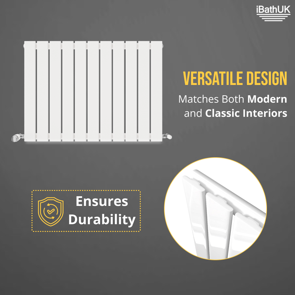iBathUK Apex Horizontal Single Panel Slim Radiator, Designer Heating Radiators