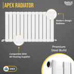 iBathUK Apex Horizontal Single Panel Slim Radiator, Designer Heating Radiators