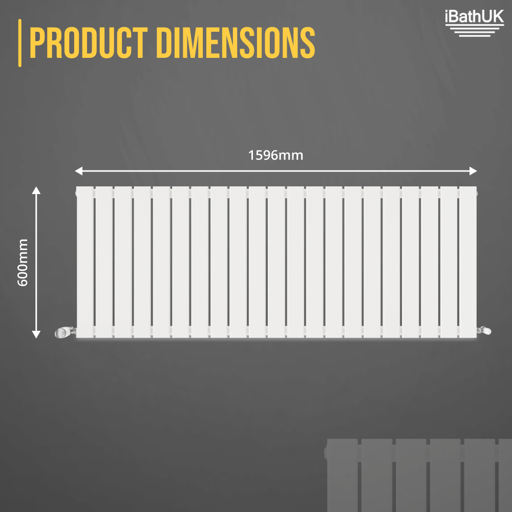 iBathUK Apex Horizontal Single Panel Slim Radiator, Designer Heating Radiators