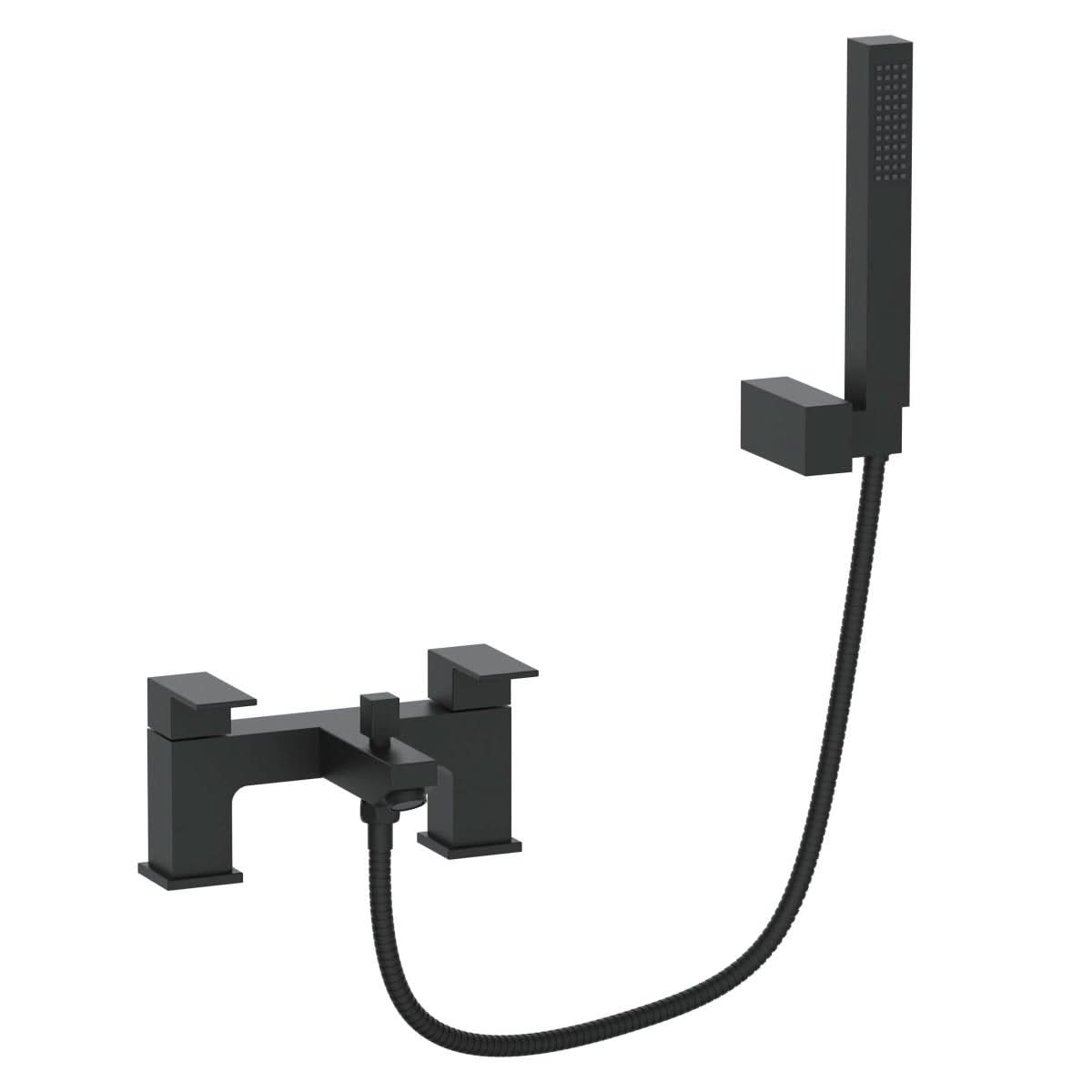 Munro Bath Shower Mixer Tap - Matt Black, stylish bathroom fixture with modern design, ideal for contemporary UK homes.