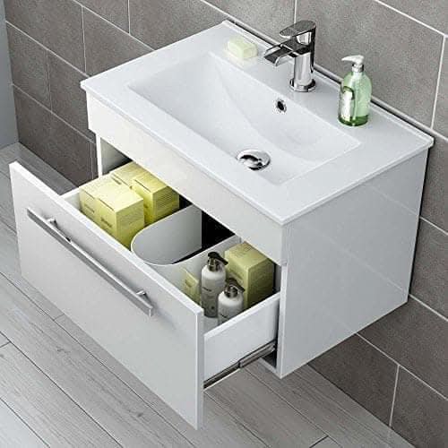 Avon 1 Drawer Wall Hung Vanity Unit With Basin - 615mm x 415mm - 1 Tap Hole