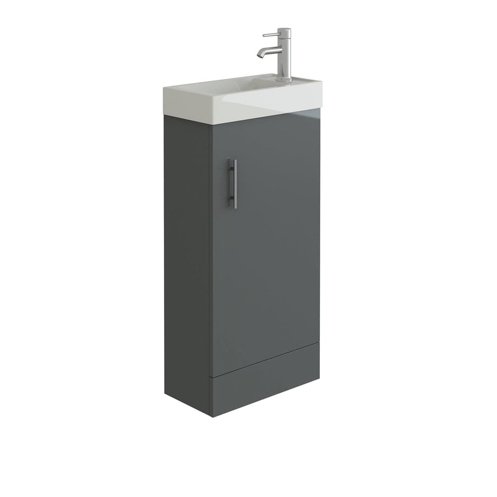 Mini 1 Door Cloakroom Floorstanding vanity Unit With Square Basin - 1 Tap Hole - 400mm x 781mm