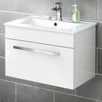 Avon 1 Drawer Wall Hung Vanity Unit With Basin - 615mm x 415mm - 1 Tap Hole