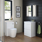 Modern 2 Drawer Floorstanding Vanity Unit With Basin - 838mm x 615mm x 367mm - White