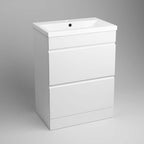 Modern 2 Drawer Floorstanding Vanity Unit With Basin - 838mm x 615mm x 367mm - White