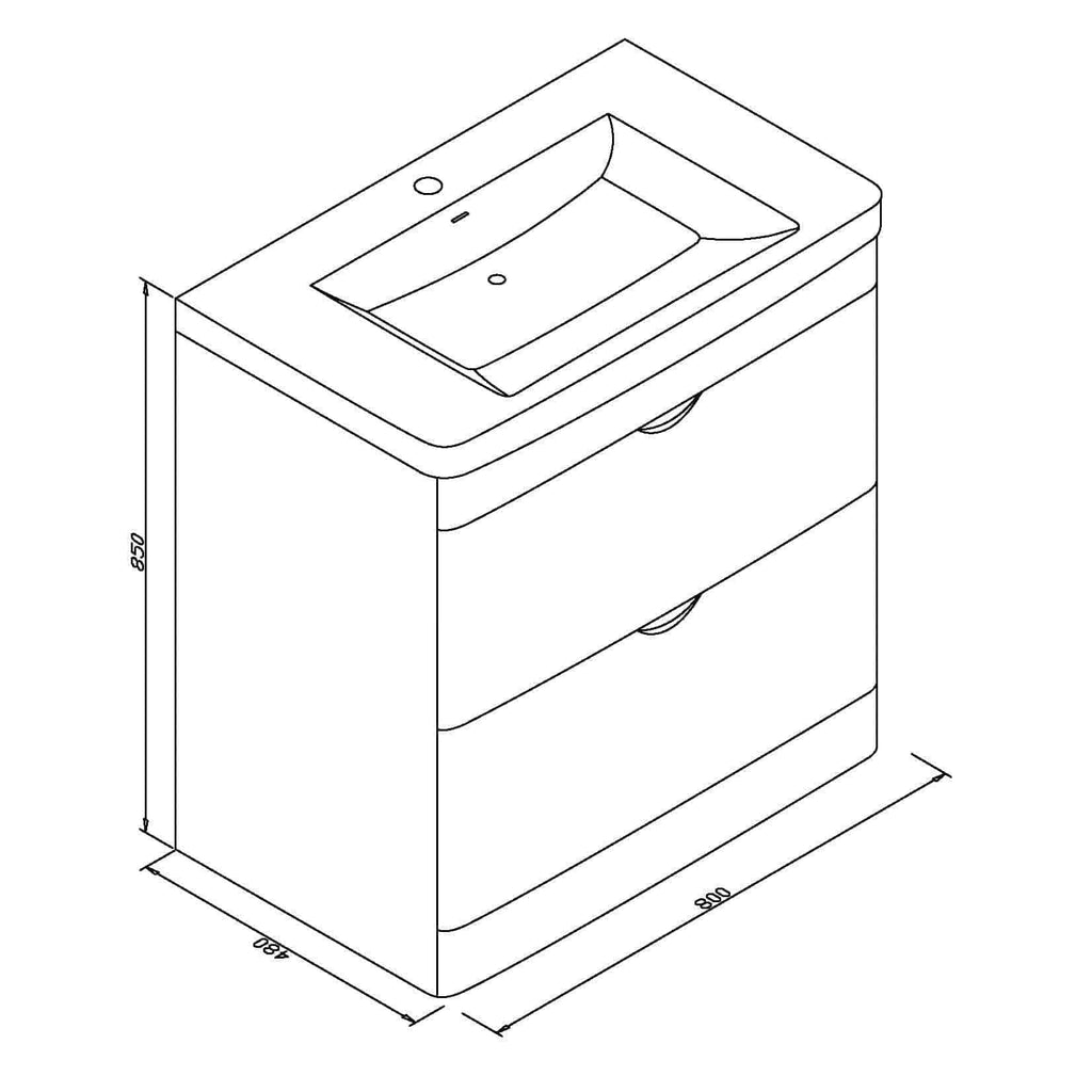 Apollo 2 Drawer Floorstanding Vanity With Basin