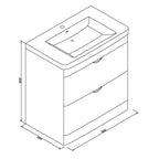 Apollo 2 Drawer Floorstanding Vanity With Basin