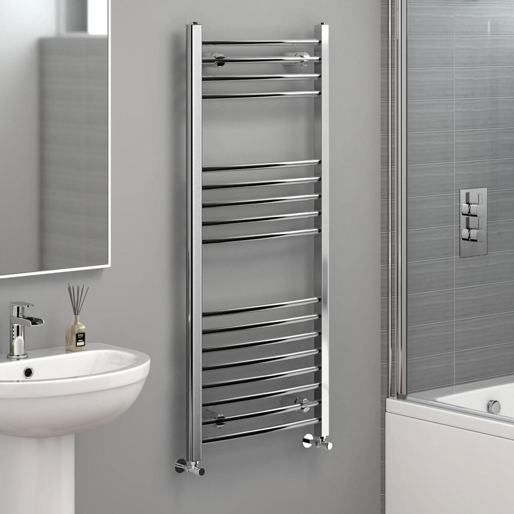 Curved Heated Towel Rail Bathroom Radiator - Chrome