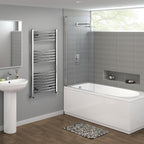 Curved Heated Towel Rail Bathroom Radiator - Chrome