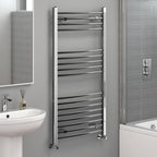 Curved Heated Towel Rail Bathroom Radiator - Chrome