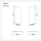 Modern Curved Edge Straight Bath Screen - 6mm Glass - 1400mm x 800mm - Chrome