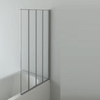 Modern Four Folding Bath Screen With Panel - 4mm Glass - 1400mm x 800mm - Chrome