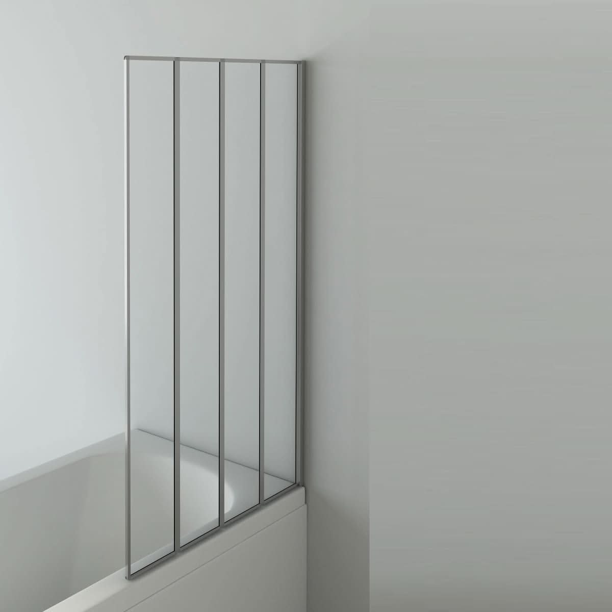 Modern Four Folding Bath Screen With Panel - 4mm Glass - 1400mm x 800mm - Chrome