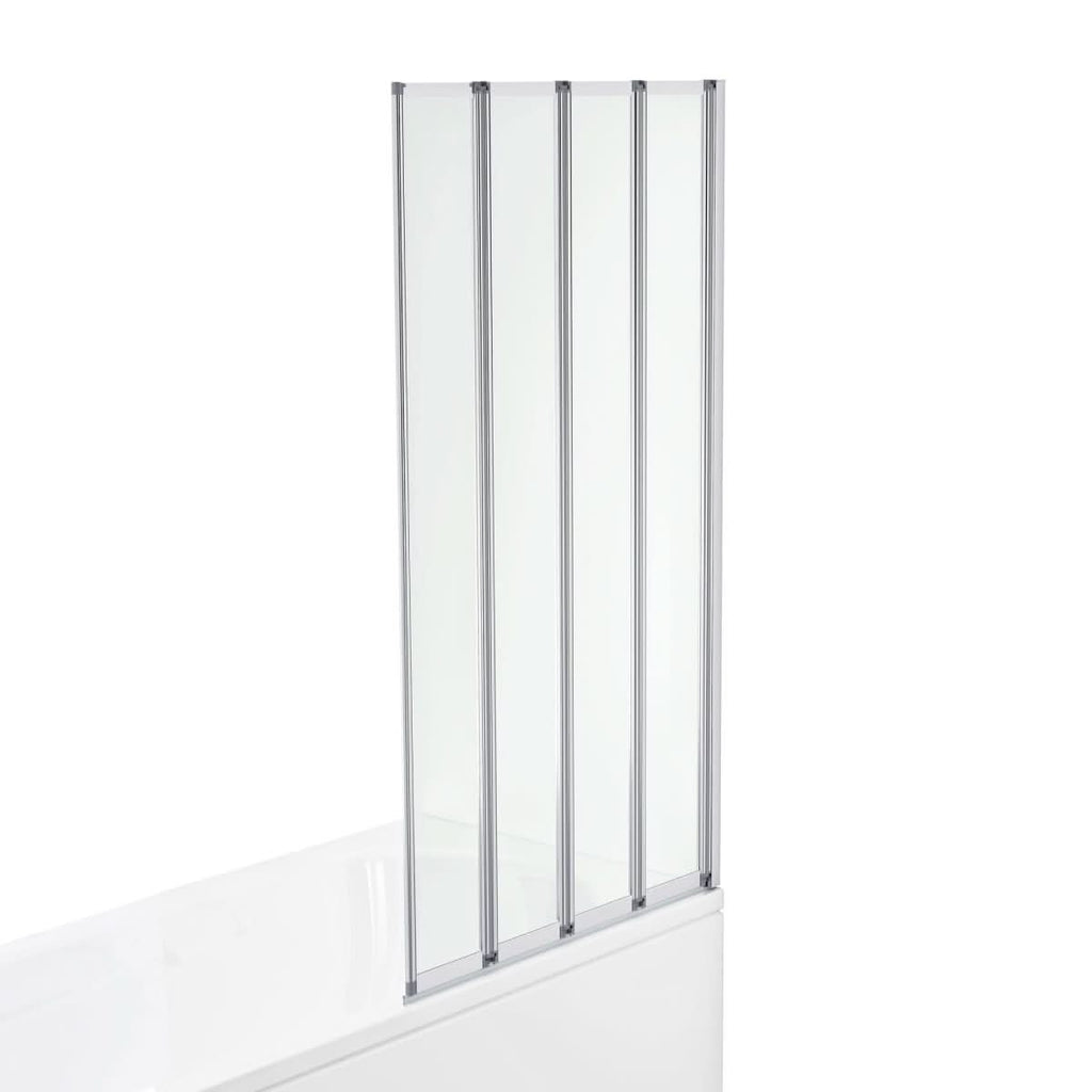 Modern Four Folding Bath Screen With Panel - 4mm Glass - 1400mm x 800mm - Chrome