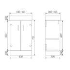 Cube 2 Door Cloakroom Floorstanding vanity Unit With Basin - 1 Tap Hole - 450mm x 720mm