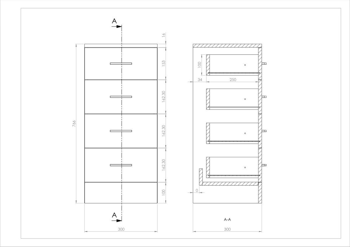 Mars 4 Drawer Storage Unit - Gloss White - Drawer Options