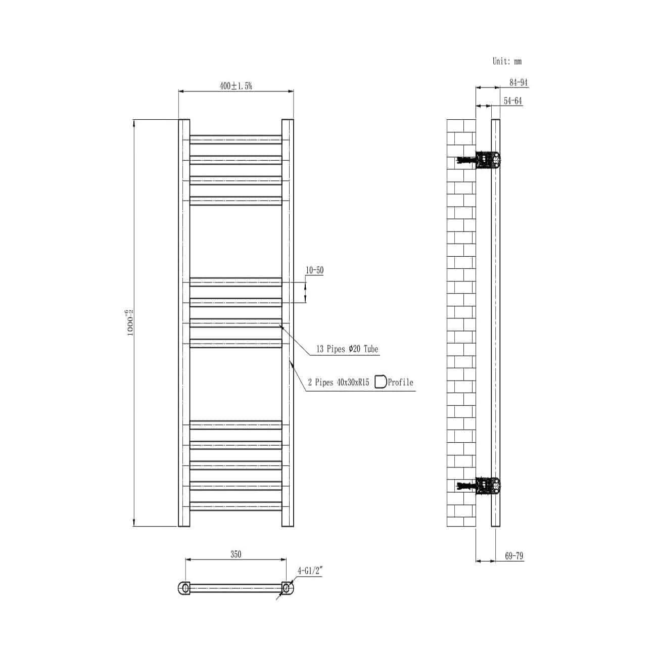 Straight Heated Towel Rail Bathroom Radiator