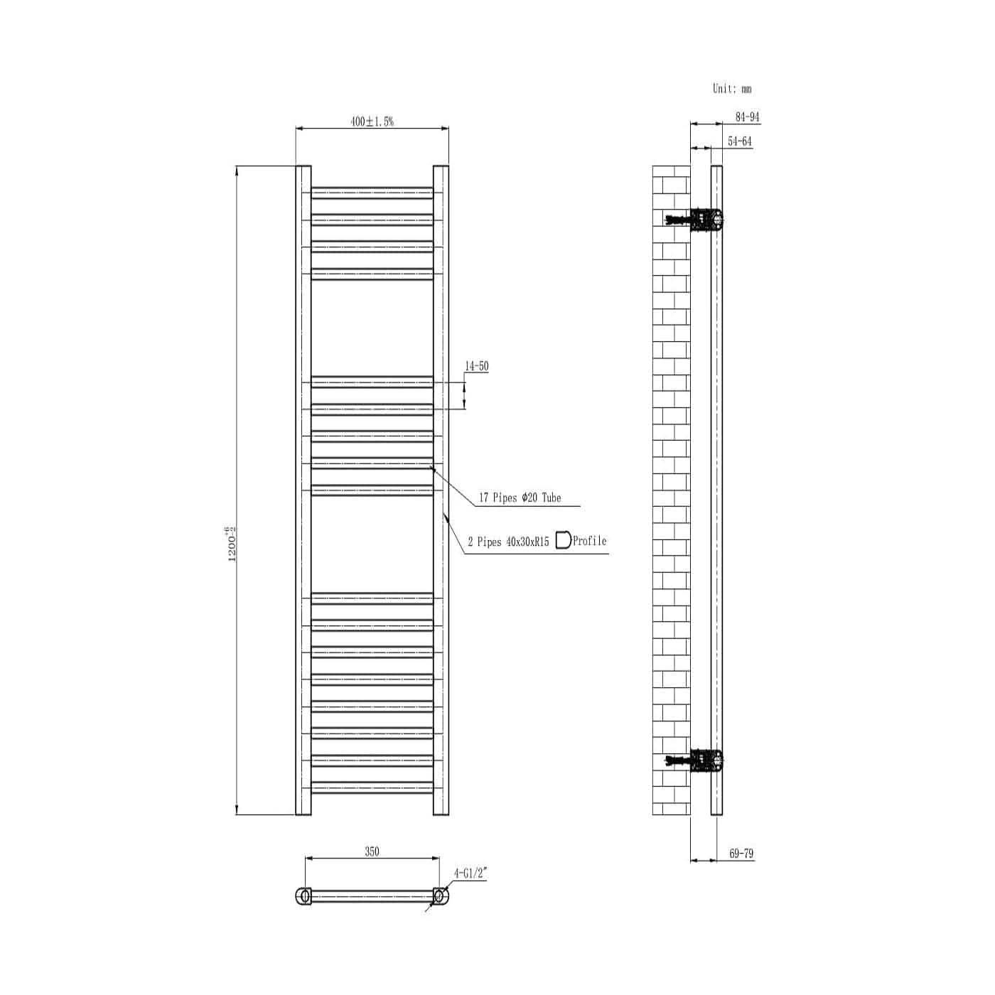 Straight Heated Towel Rail Bathroom Radiator