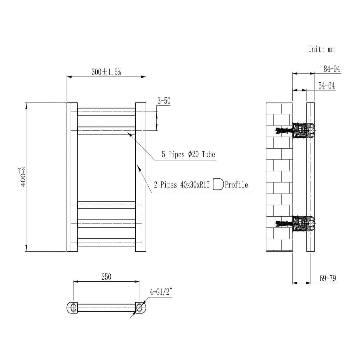 Straight Heated Towel Rail Bathroom Radiator