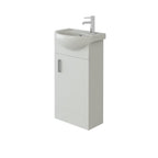 Petite 1 Door Cloakroom Floorstanding vanity Unit With Curved Basin - 1 Tap Hole - 400mm x 781mm