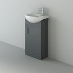 Petite 1 Door Cloakroom Floorstanding vanity Unit With Curved Basin - 1 Tap Hole - 400mm x 781mm