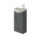 Petite 1 Door Cloakroom Floorstanding vanity Unit With Curved Basin - 1 Tap Hole - 400mm x 781mm